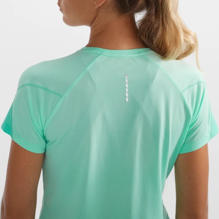 Salomon Cross Run Short Sleeve Women's T-Shirts Turquoise | 540-GUIBQX