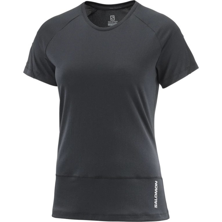 Salomon Cross Run Short Sleeve Women's T-Shirts Black | 629-ZMXYSL