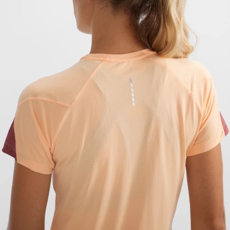 Salomon Cross Run Short Sleeve Women's T-Shirts Apricot | 782-BCQUNS