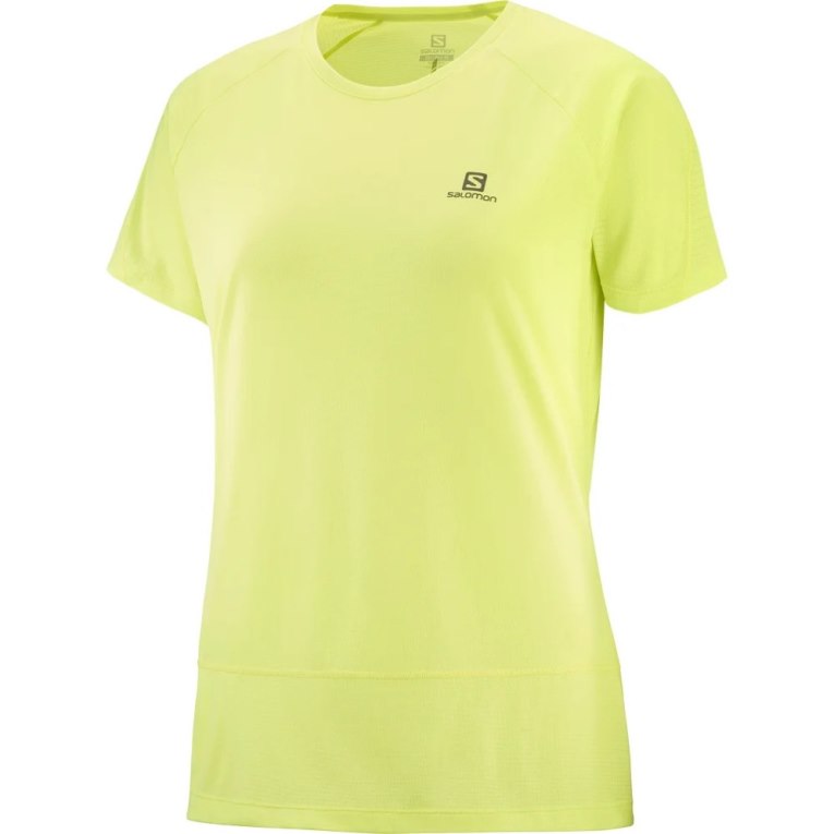 Salomon Cross Run Short Sleeve Women's T-Shirts Lemon | 862-DTCQVX