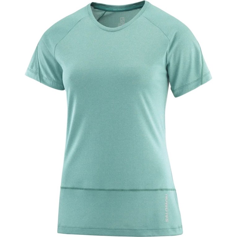 Salomon Cross Run Short Sleeve Women's T-Shirts Turquoise | 892-OTBFLM