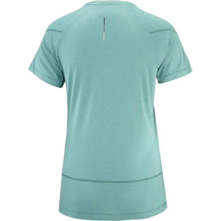 Salomon Cross Run Short Sleeve Women's T-Shirts Turquoise | 892-OTBFLM