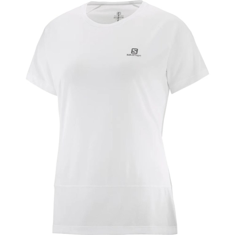 Salomon Cross Run Short Sleeve Women's T-Shirts White | 938-FAVQRC