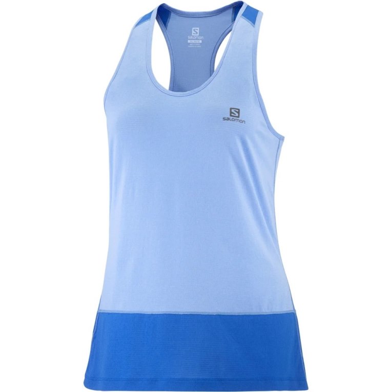 Salomon Cross Run Women's Tanks Blue | 124-SHKFWO