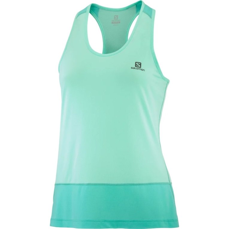 Salomon Cross Run Women's Tanks Turquoise | 759-APKBLH