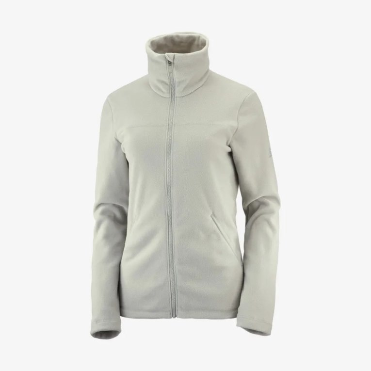 Salomon Essential Cosy Fleece Full Zip Women's Jackets Light Grey | 453-CRYZEN