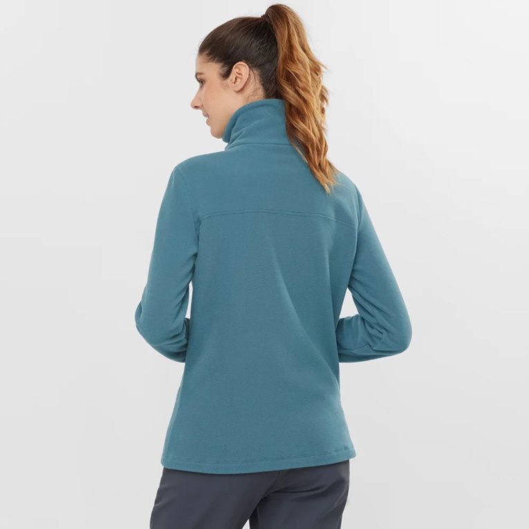 Salomon Essential Cosy Fleece Full Zip Women's Jackets Turquoise | 614-CHZXDN