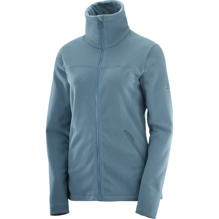 Salomon Essential Cosy Fleece Full Zip Women's Jackets Turquoise | 614-CHZXDN