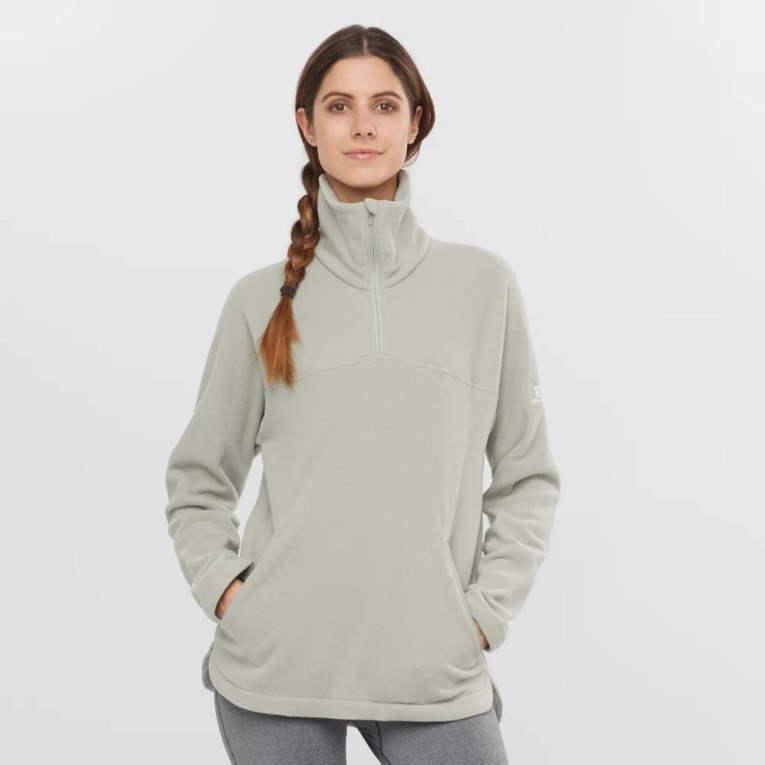 Salomon Essential Cosy Fleece Women\'s Sweatshirt Light Grey | 496-VXPORZ