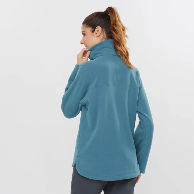 Salomon Essential Cosy Fleece Women's Sweatshirt Turquoise | 859-VYXJOF