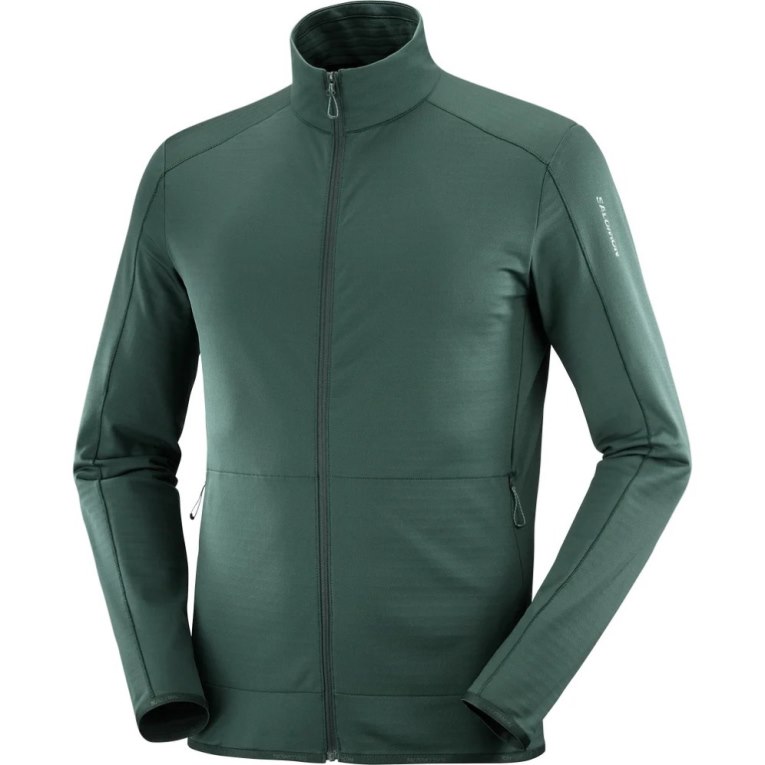 Salomon Essential Lightwarm Full Zip Men's Jackets Dark Green | 240-RNOYIV