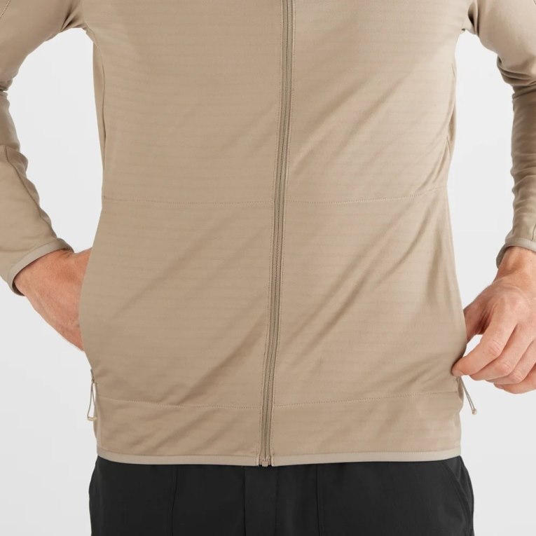 Salomon Essential Lightwarm Full Zip Men's Jackets Beige | 385-DYOSMZ