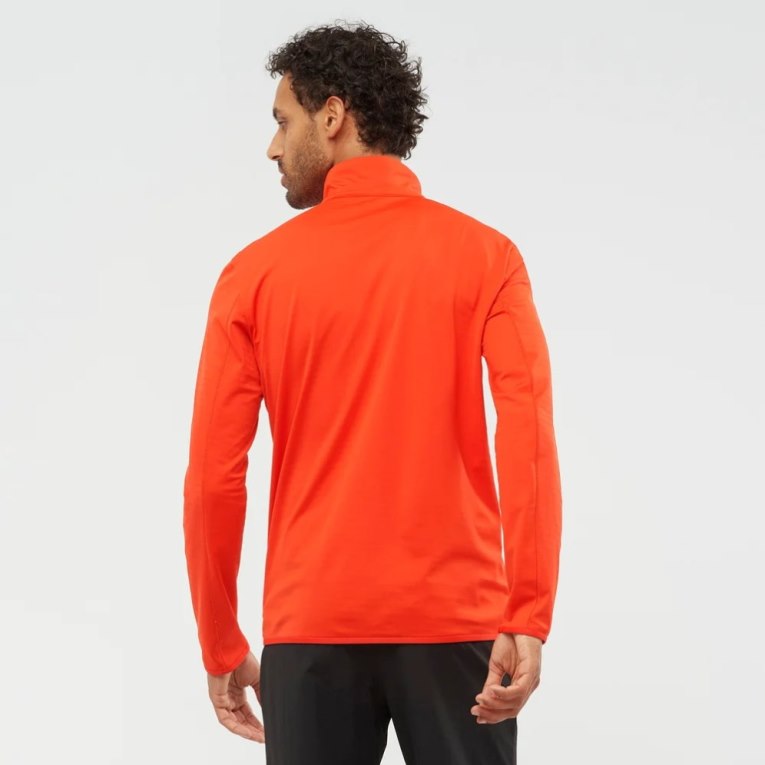 Salomon Essential Lightwarm Full Zip Men's Jackets Orange | 507-BQHUEC