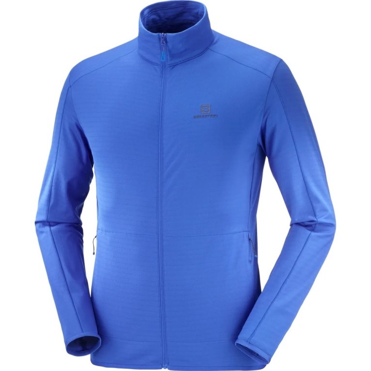 Salomon Essential Lightwarm Full Zip Men's Jackets Blue | 598-XALYJU