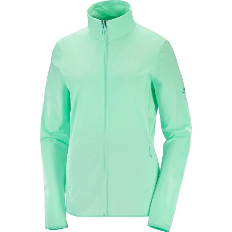 Salomon Essential Lightwarm Full Zip Women's Jackets Turquoise | 049-JOPFWU