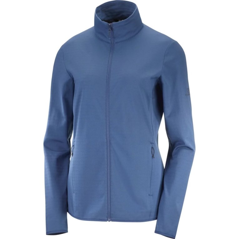 Salomon Essential Lightwarm Full Zip Women's Jackets Navy | 068-NFARIY