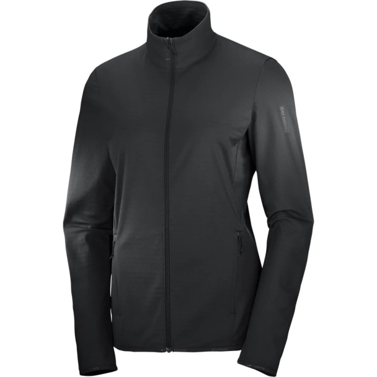 Salomon Essential Lightwarm Full Zip Women's Jackets Black | 196-IHVCXZ