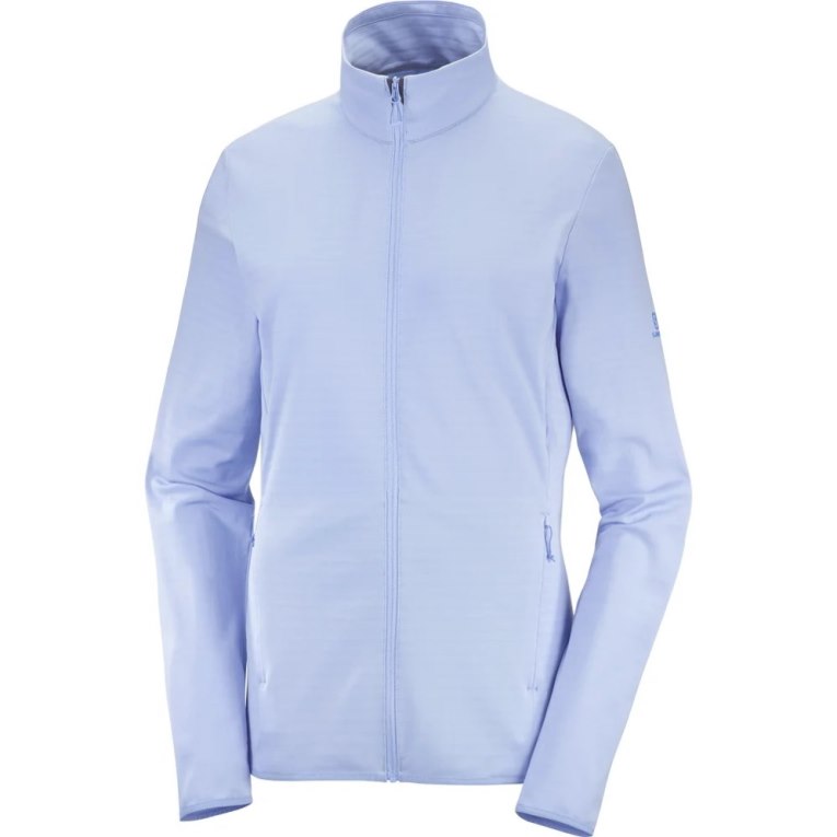 Salomon Essential Lightwarm Full Zip Women's Jackets Light Blue | 218-FVKUSY