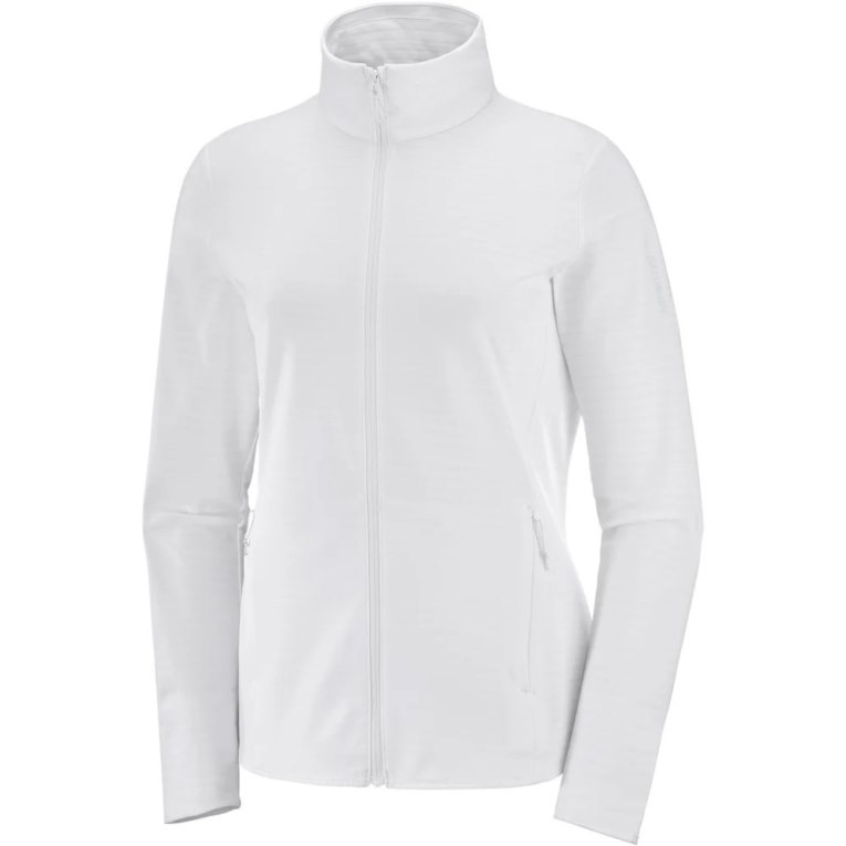 Salomon Essential Lightwarm Full Zip Women's Jackets White | 489-FJISMU