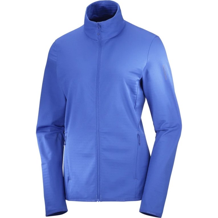 Salomon Essential Lightwarm Full Zip Women's Jackets Blue | 951-MCBKWY