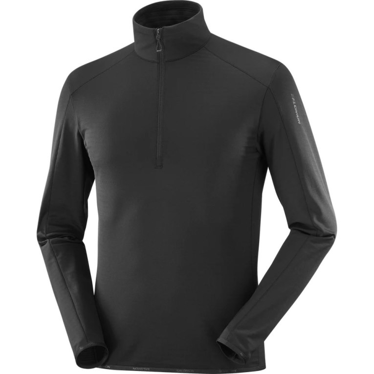 Salomon Essential Lightwarm Half Zip Men's Sweatshirt Black | 103-LZMSXA