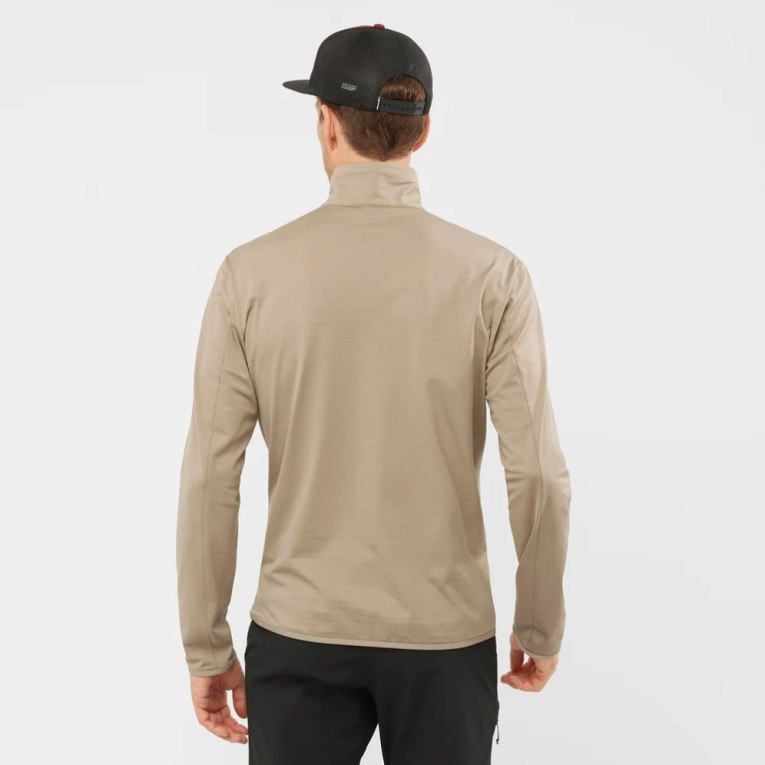 Salomon Essential Lightwarm Half Zip Men's Sweatshirt Beige | 287-WFQXSK