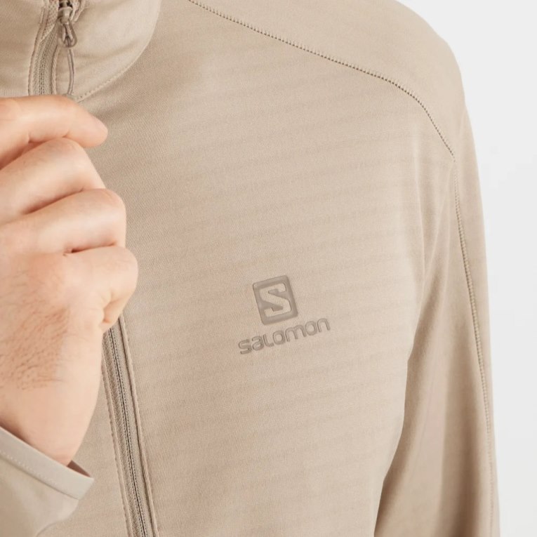 Salomon Essential Lightwarm Half Zip Men's Sweatshirt Beige | 287-WFQXSK