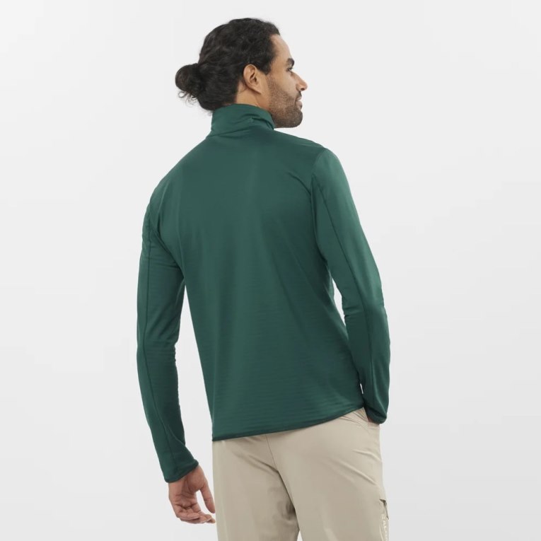 Salomon Essential Lightwarm Half Zip Men's Sweatshirt Green | 602-WYZASD