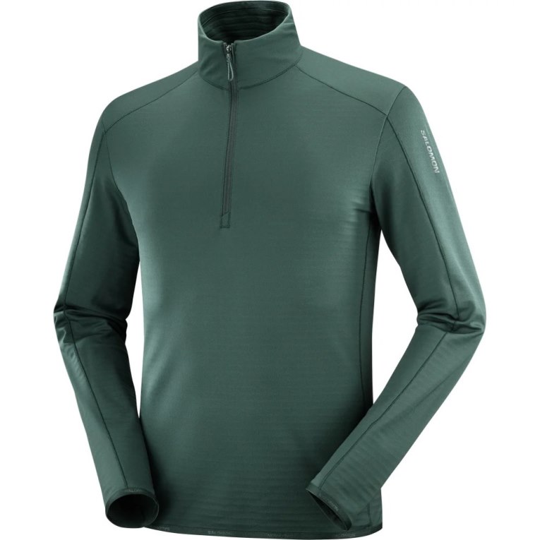 Salomon Essential Lightwarm Half Zip Men's Sweatshirt Green | 602-WYZASD