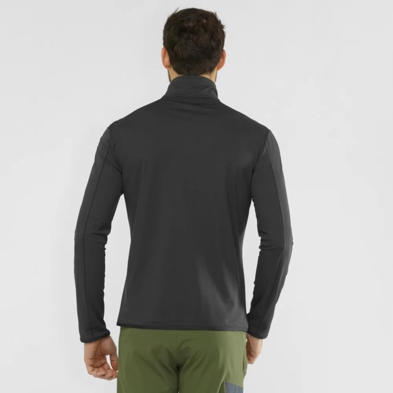 Salomon Essential Lightwarm Half Zip Men's Sweatshirt Black | 635-DZUQGE