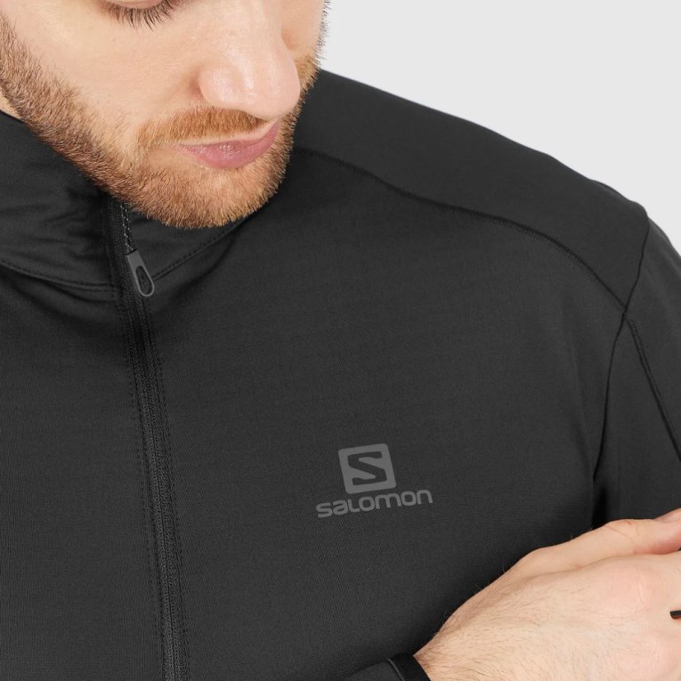 Salomon Essential Lightwarm Half Zip Men's Sweatshirt Black | 635-DZUQGE