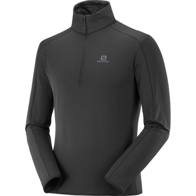 Salomon Essential Lightwarm Half Zip Men's Sweatshirt Black | 635-DZUQGE