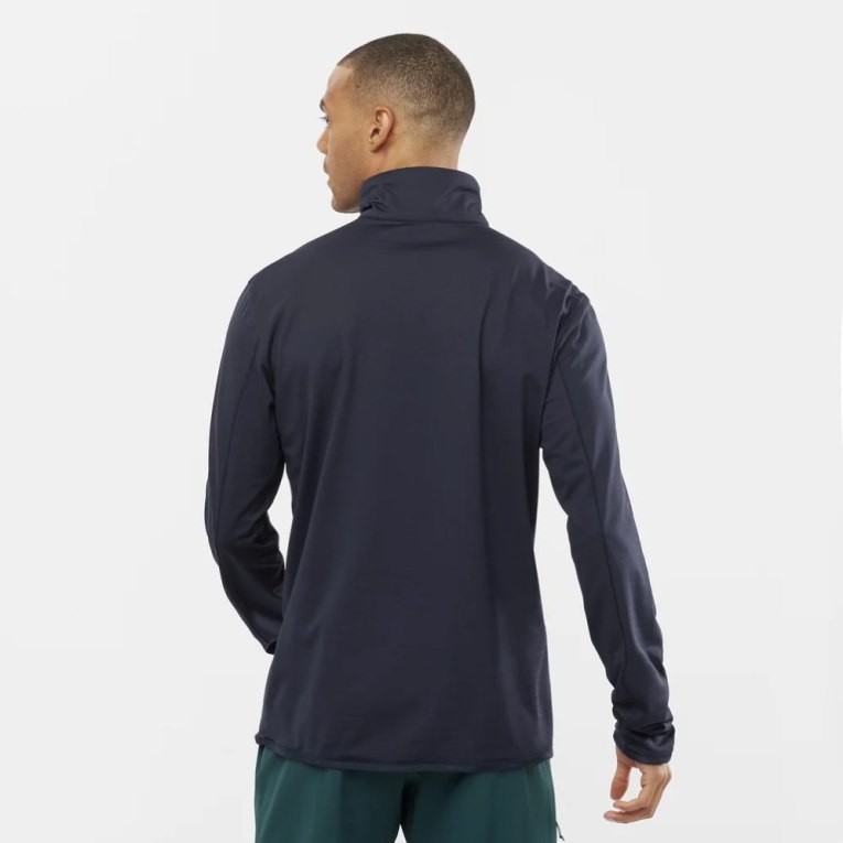 Salomon Essential Lightwarm Half Zip Men's Sweatshirt Navy | 763-VMARTW