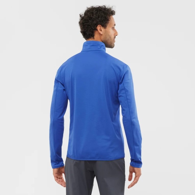 Salomon Essential Lightwarm Half Zip Men's Sweatshirt Blue | 856-GXYVEH