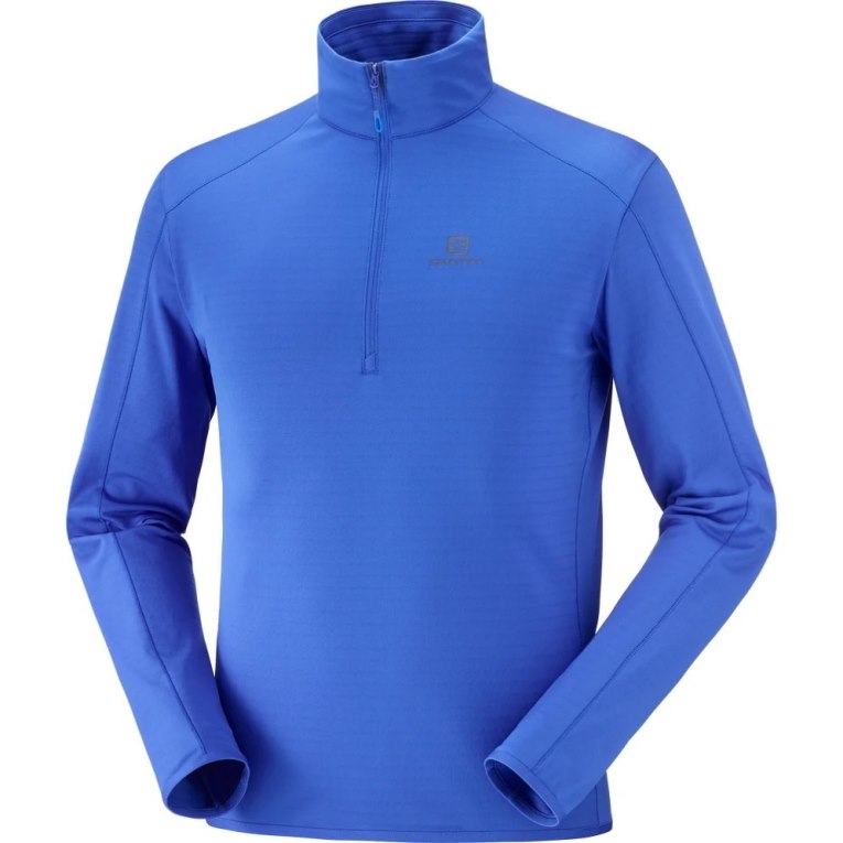 Salomon Essential Lightwarm Half Zip Men's Sweatshirt Blue | 856-GXYVEH