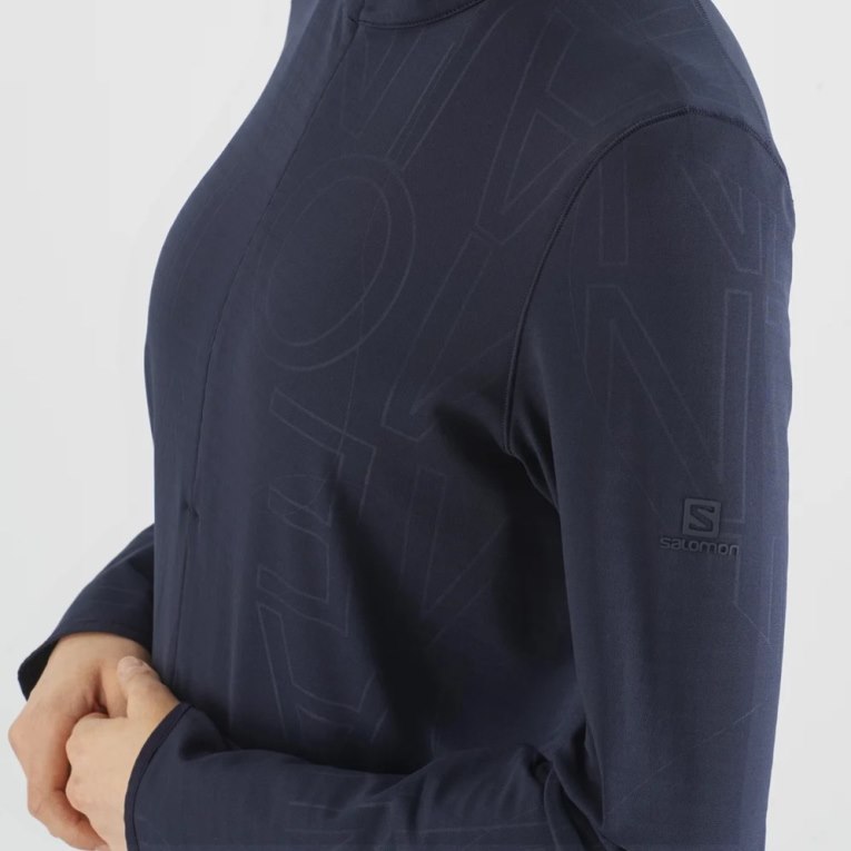 Salomon Essential Lightwarm Half Zip Women's Jackets Navy | 160-GFHVQM