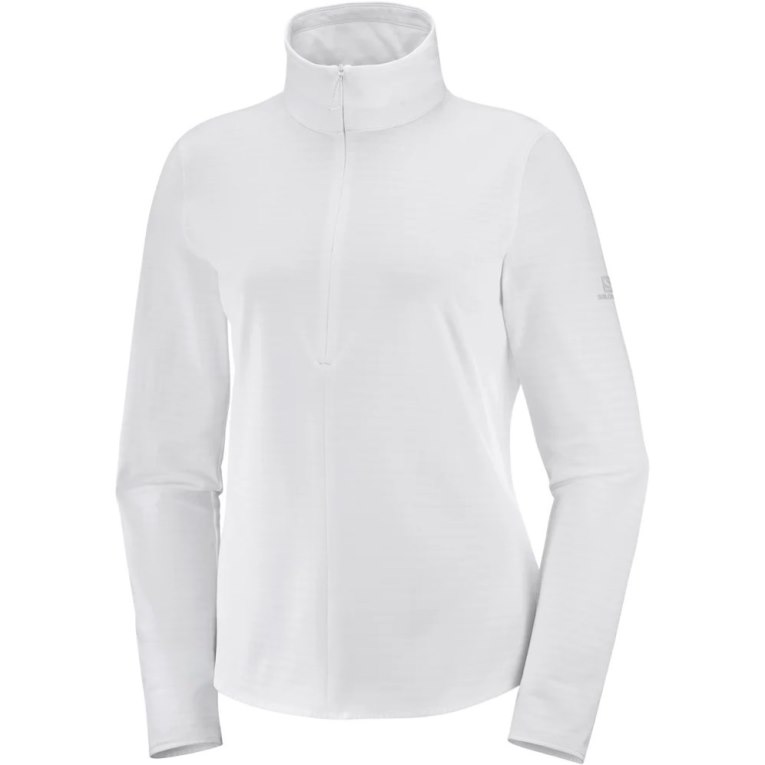 Salomon Essential Lightwarm Half Zip Women's Jackets White | 402-QJBYCK