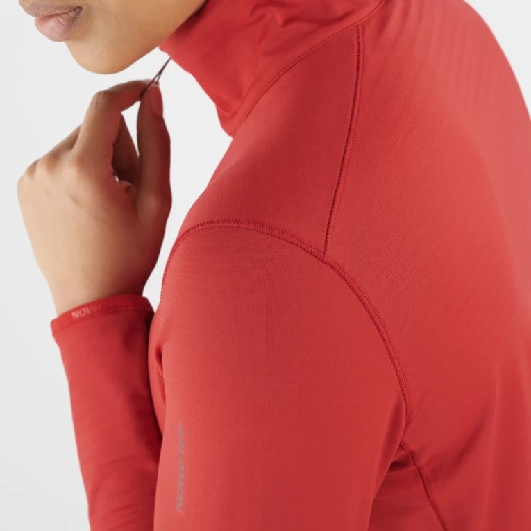 Salomon Essential Lightwarm Half Zip Women's Jackets Red | 513-SCQWTP