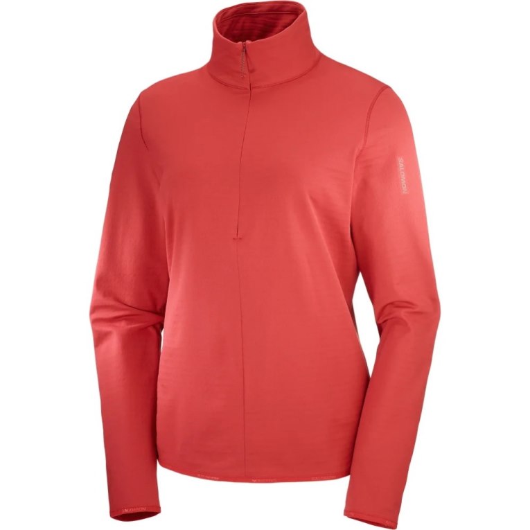 Salomon Essential Lightwarm Half Zip Women's Jackets Red | 513-SCQWTP