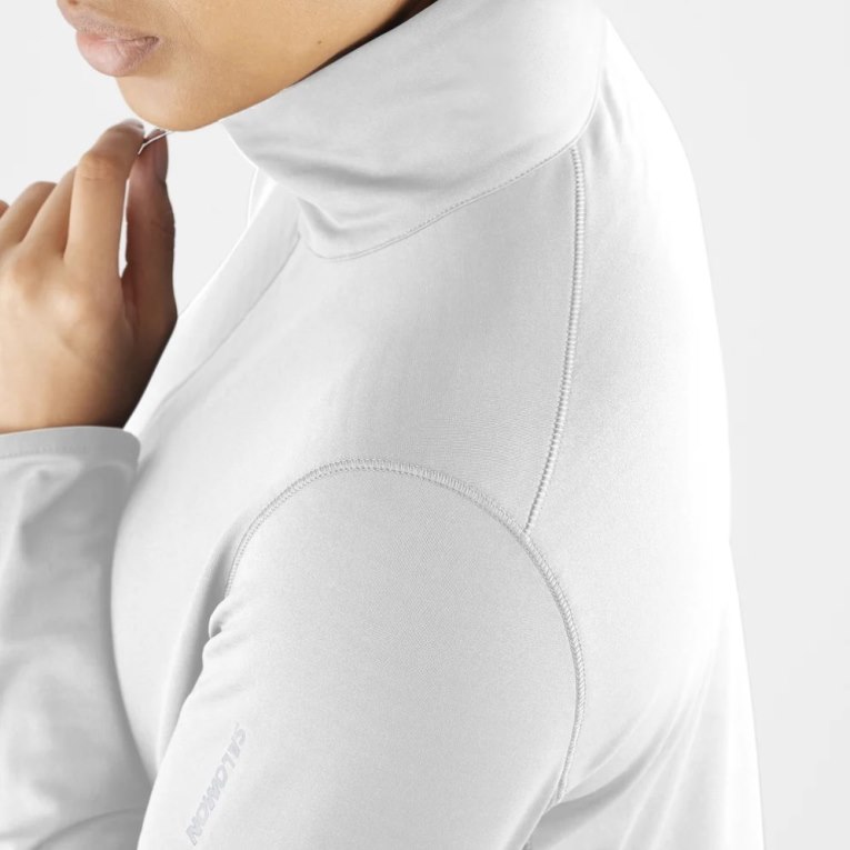 Salomon Essential Lightwarm Half Zip Women's Jackets White | 609-UNZWKI