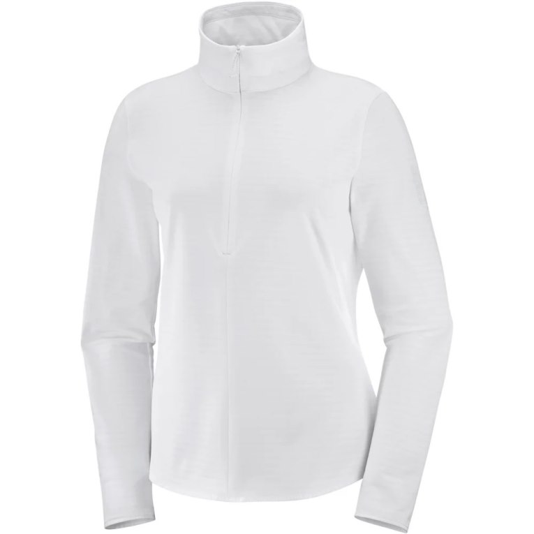 Salomon Essential Lightwarm Half Zip Women's Jackets White | 609-UNZWKI