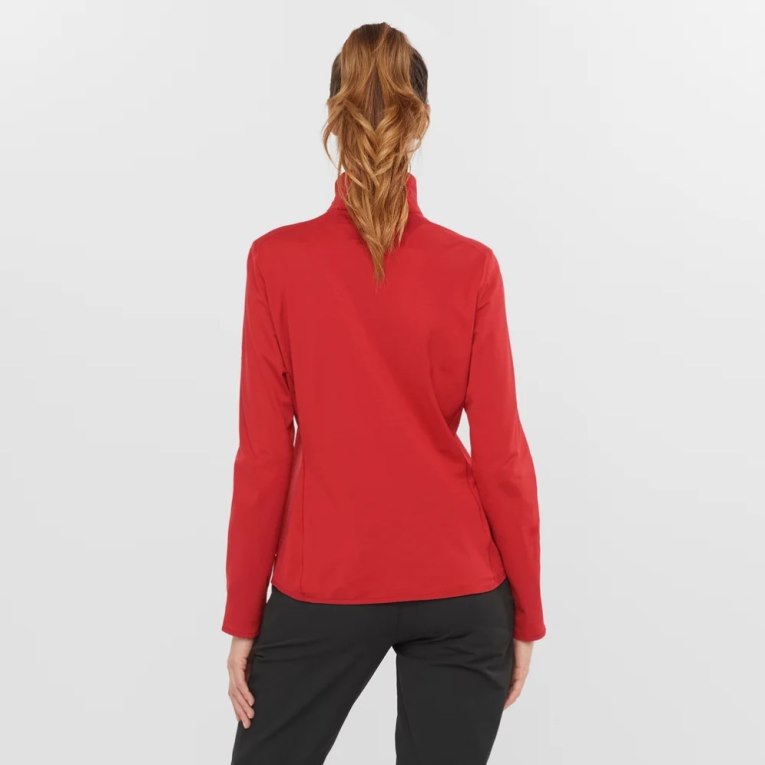 Salomon Essential Lightwarm Half Zip Women's Jackets Red | 619-EFCVOI