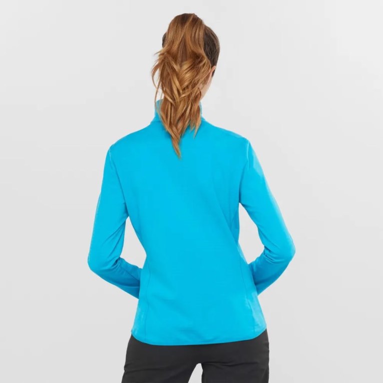 Salomon Essential Lightwarm Half Zip Women's Jackets Turquoise | 759-CBZQFW