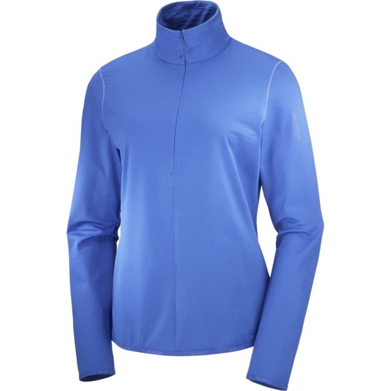 Salomon Essential Lightwarm Half Zip Women's Jackets Blue | 892-QLZNIU