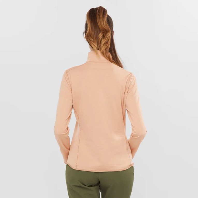 Salomon Essential Lightwarm Half Zip Women's Jackets Apricot | 931-ZEBFQJ