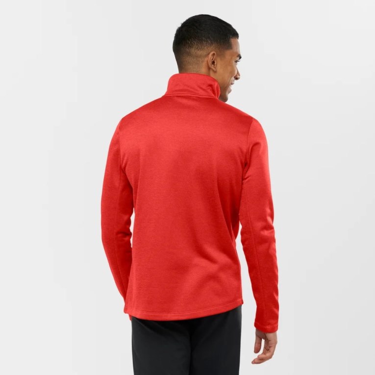 Salomon Essential Lightwarm Heather Full Zip Men's Jackets Red | 986-GJTOVS