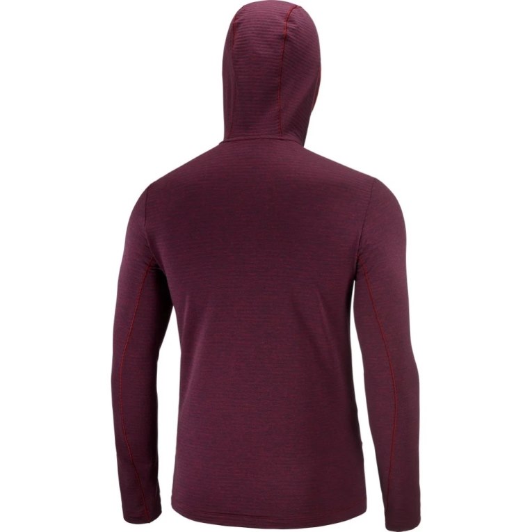 Salomon Essential Lightwarm Hooded Men's Jackets Burgundy | 064-ONDXWL