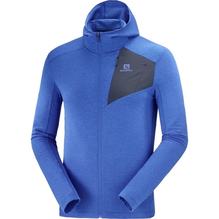 Salomon Essential Lightwarm Hooded Men's Jackets Blue | 186-RLPZMF