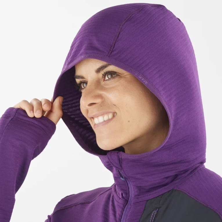 Salomon Essential Lightwarm Hooded Women's Jackets Purple | 039-HSRDAI