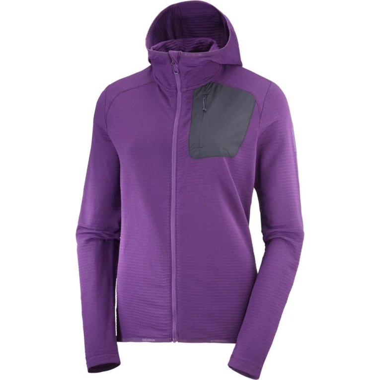 Salomon Essential Lightwarm Hooded Women's Jackets Purple | 039-HSRDAI